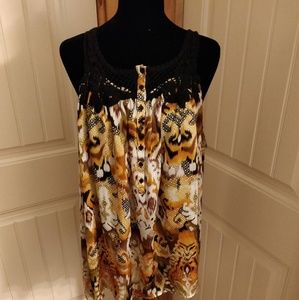 Crochet strap aztec sleeveless top